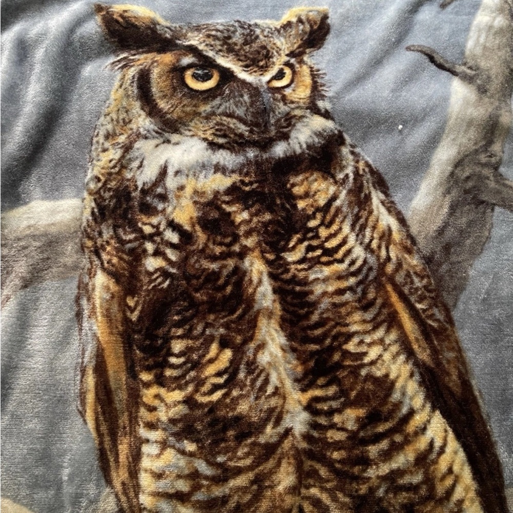 Owl Print Cozy Throw Blanket - Brown & Gray